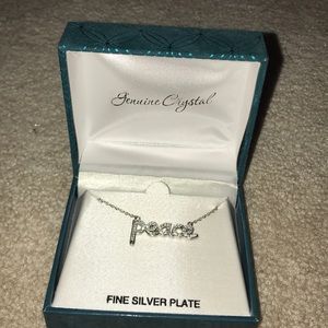Genuine Crystal Fine Silver Plate Peace Necklace